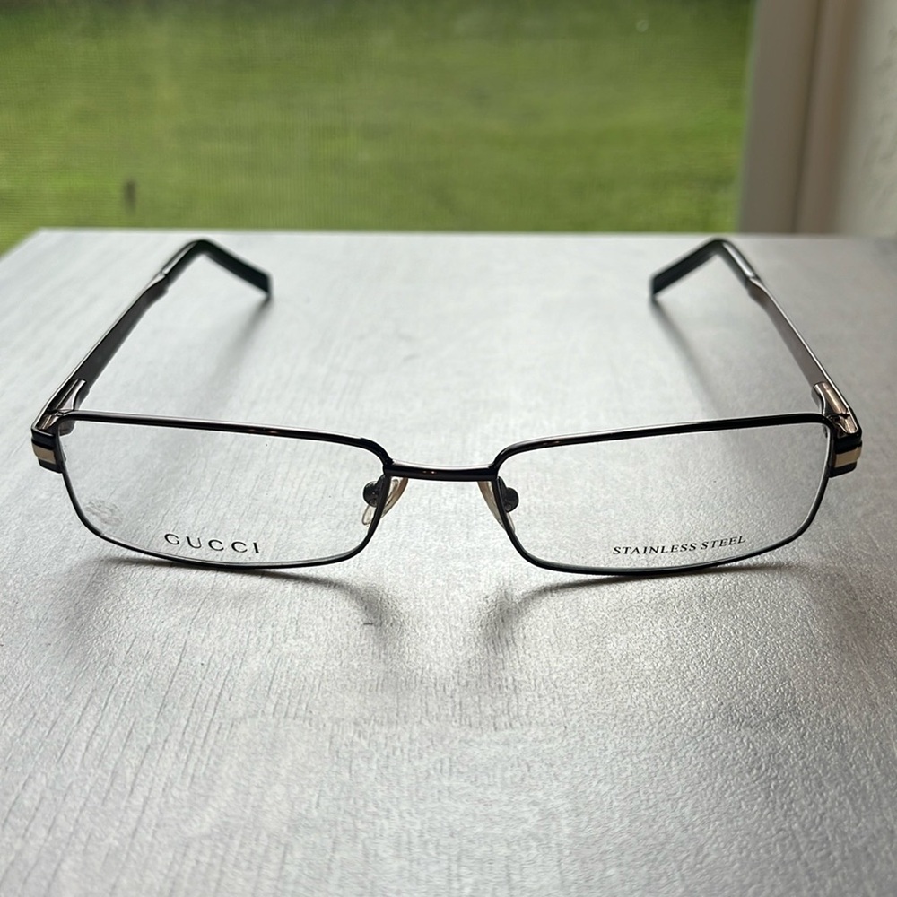 Gucci GG 1815 Cooper brown and gold Rectangular Eyeglasses Frames Italy